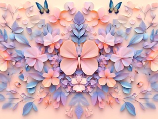 Whimsical Paper Garden: Pastel Blooms and Butterflies