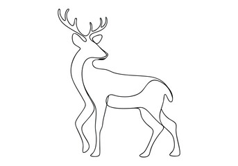 Continuous One-Line Drawing of a Deer - Minimalist Wildlife Art