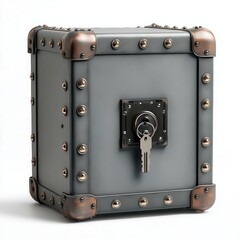 Fototapeta premium Modern Secure Safe with Vintage Design Elements Featuring a Key Lock and Metallic Accents for Personal and Professional Use in Storage Solutions