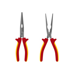 plier illustration vector flat design isolated on white background. pliers illustration of carpentry tools, work tools, building shops, and mechanical equipment