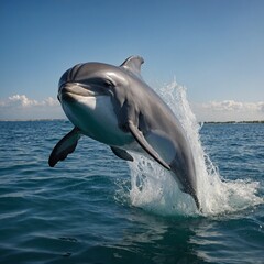 Fototapeta premium A playful dolphin leaping with joy