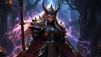 close up An ethereal elven guardian standing tall and noble