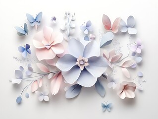 Whimsical Paper Garden: Pastel Blooms and Butterflies