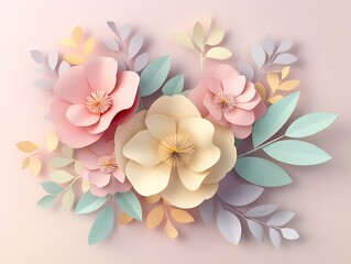 Whimsical Paper Garden: Pastel Blooms and Butterflies