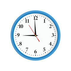 Simple clock icon in flat style isolated on white background