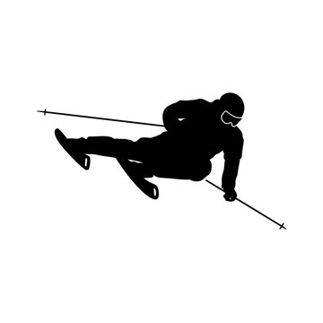 recommend clip art: Vector silhouette of ski. Winter sport, extreme sport concept. Isolated background. Vector illustration. Skiing and snowboarding sport silhouette