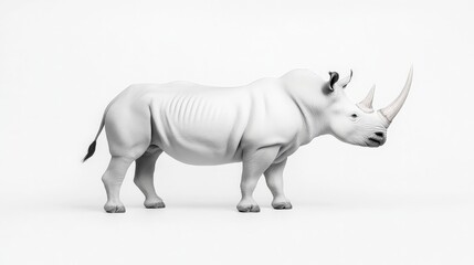 Fototapeta premium Majestic White Rhinoceros: A powerful monochrome profile of a white rhinoceros, showcasing its imposing presence and unique features. A symbol of strength and wild beauty. 