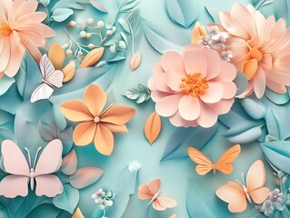Whimsical Paper Garden: Pastel Blooms and Butterflies