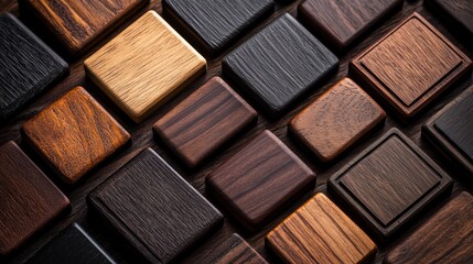 Fototapeta premium Wooden Squares on Dark Background