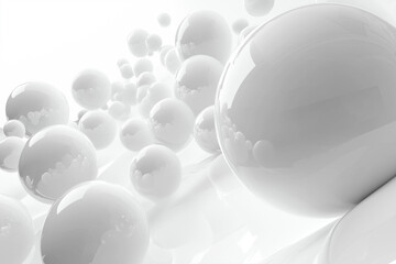 Abstract white spheres on a light background