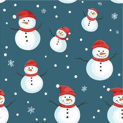Vector of seamless pattern snowman in winter christmas