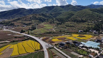 view of the village and field