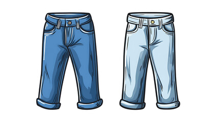 Blue Denim Jeans Illustration – Classic and Versatile Fashion Design