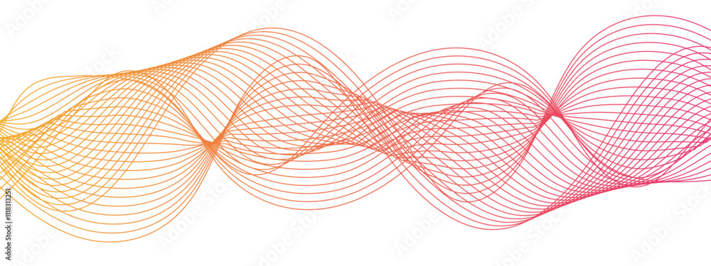 Poster horizontal orange wave on white background. abstract wavy lines. futuristic tech background with cur