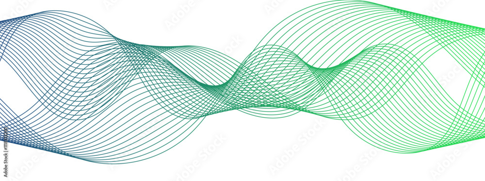 Leinwandbilder horizontal green wave on white background. abstract wavy lines. futuristic tech background with curv