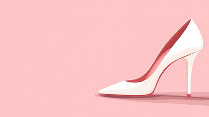 White High Heel Illustration on a Pink Background &ndash; Elegant and Fashionable Design