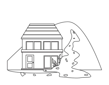 black and white house with natural disaster clip art preview