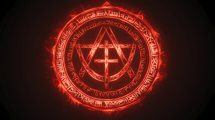 Obraz premium Magic circle of runes red. Runes. Illustration