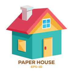 Illustration of Paper house Isolated on white