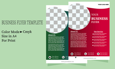 Corporate business flyer template design, red and Green
