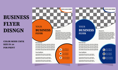 Corporate business flyer template design, yellow whit blue 