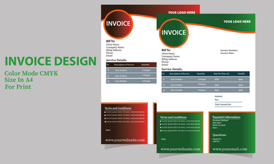 Creative and modern invoice design template tow color design 