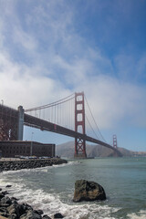 Majestic Golden Gate Bridge Draped in Coastal Fog