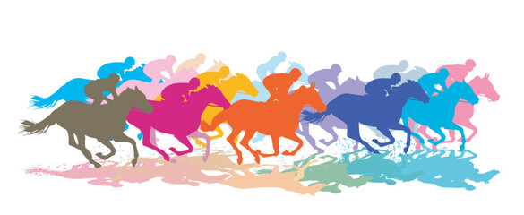 Pferderennen Galopp Rennen. illustration..eps