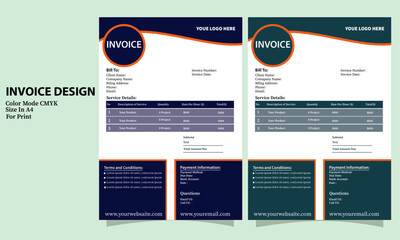 Creative and modern invoice design template tow color design 
