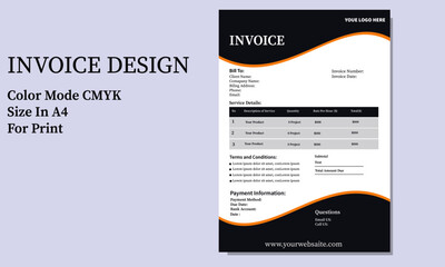 Creative and modern invoice design template Black color  