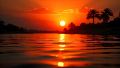 sunset over the river