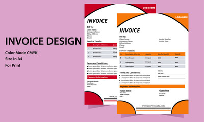Creative and modern invoice design template Red and orange