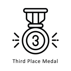Third Place Medal Vector Outline Icon. Eps 10 File