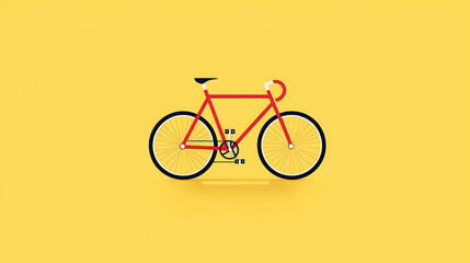 Fototapeta premium Red Bicycle Illustration on a Yellow Background – Vibrant and Playful Design