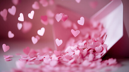 Fototapeta premium Pink Love Letter on a Pink Background – Sweet and Romantic Design for Valentine's Day