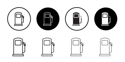 Gas station Icon Line Art Logo set