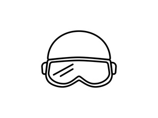 goggles helmet pictogram icon flat style for mobile app ui or ux, vector illustration logo symbol design sign, isolated on white