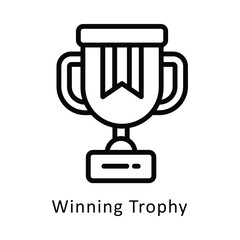 Winning Trophy Vector Outline Icon. Eps 10 File
