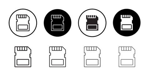 Memory card icon Line Art Logo set
