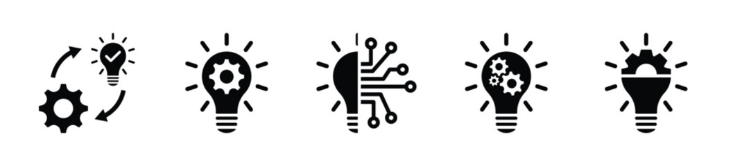 Innovation bulb  icon set. Ideas execution, bulb technology, innovation icon collection EPS10 - Stock Vector