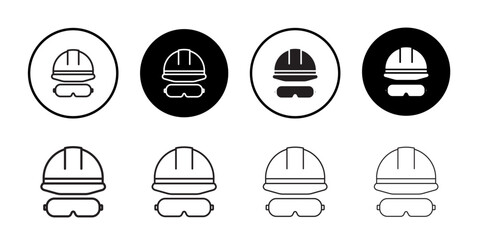 Safety helmet icon Line Art Logo set
