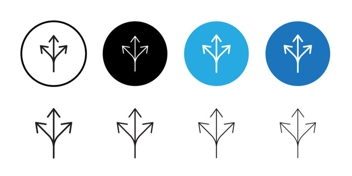 Three directions icon Line Art Logo set