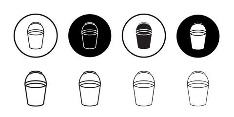 Water bucket icon Line Art Logo set