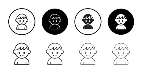 Baby boy icon Line Art Logo set