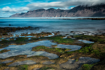 View of the  beach of Famara, Lamzarote, canary islands