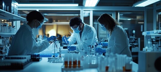 Scientists in a Modern Laboratory Conducting Experiments