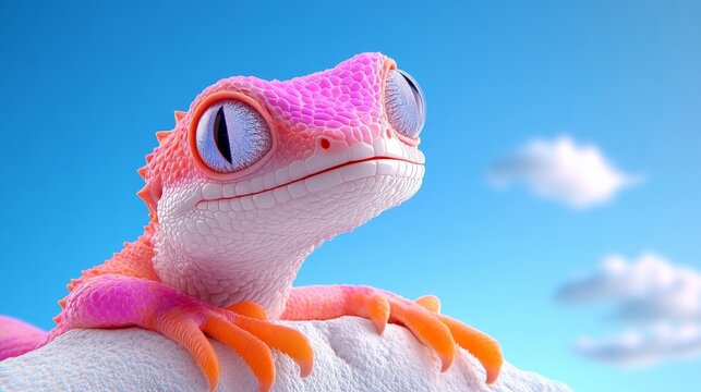 Pink Gecko in Sunny Sky 