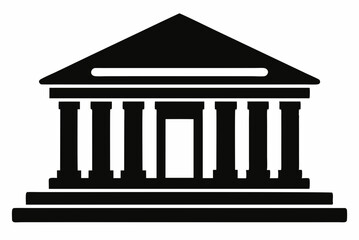 Obraz premium Black Silhouette Vector Bank Building Icon