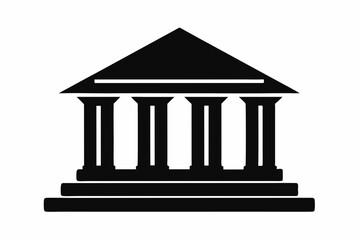 Fototapeta premium Black Silhouette Vector Bank Building Icon