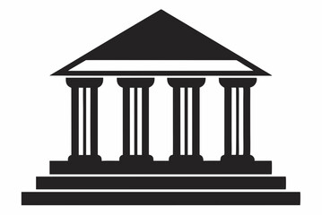 Fototapeta premium Black Silhouette Vector Bank Building Icon